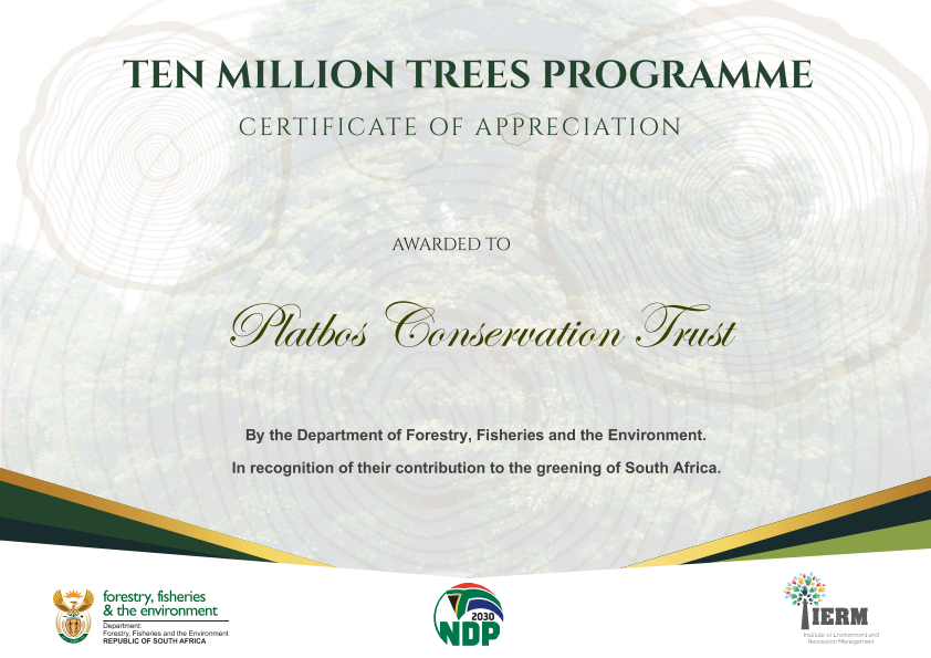 Ten million trees programme certificate